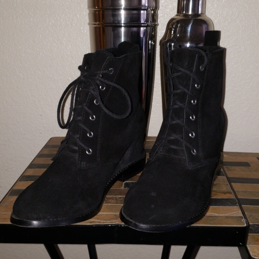 Suede Hidden Wedge Booties